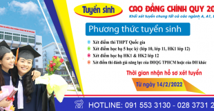 THÔNG BÁO TUYỂN SINH CHƯƠNG TRÌNH CAO ĐẲNG CHẤT LƯỢNG CAO NĂM 2022