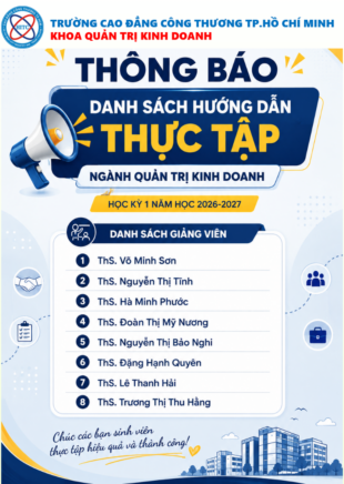 Danh sách GVHD thực tập tốt nghiệp Ngành QTKD